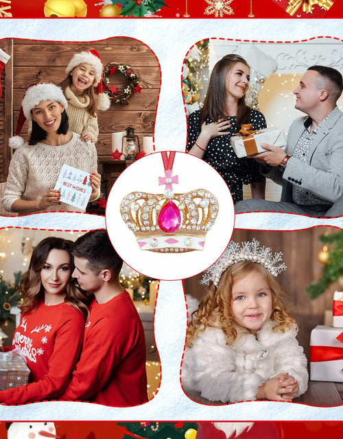 Load image into Gallery viewer, GROWTHMAGIC Pink Metal Crown Christmas Ornaments with Rhinestones Xmas Decor
