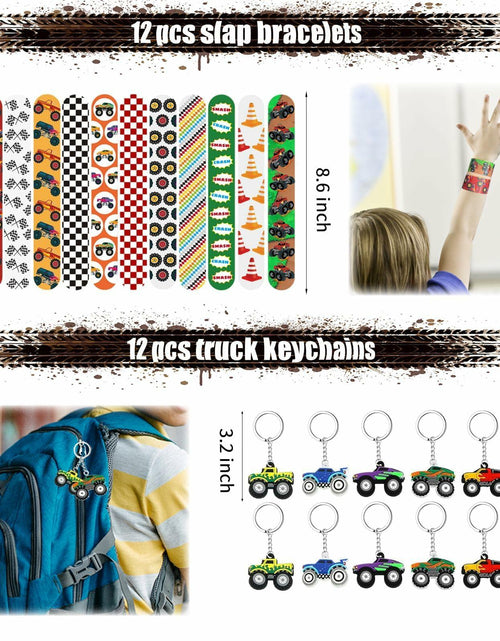 Load image into Gallery viewer, XIPEGPA Truck Party Favors Set - Keychains Slap Bracelets Stickers Straws
