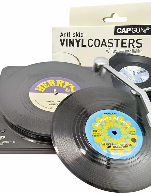 Load image into Gallery viewer, Sufcnire Retro Record Coasters with Vinyl Player Holder Set of 6 M2 Series
