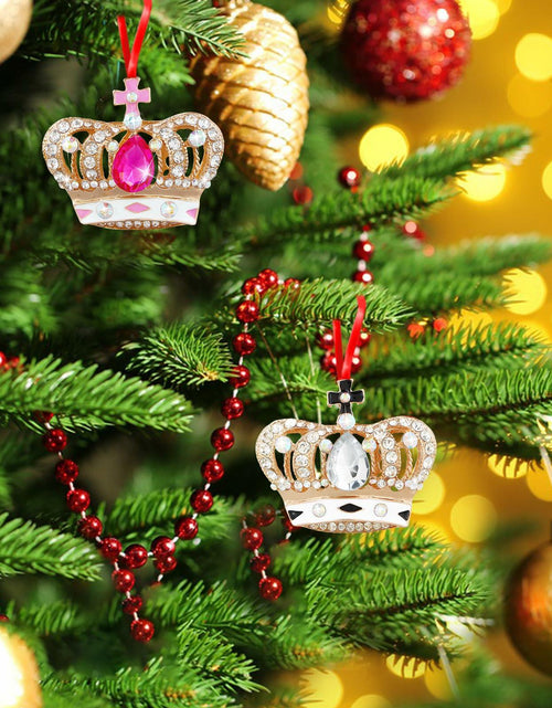 Load image into Gallery viewer, GROWTHMAGIC Pink Metal Crown Christmas Ornaments with Rhinestones Xmas Decor

