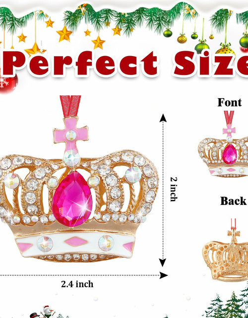 Load image into Gallery viewer, GROWTHMAGIC Pink Metal Crown Christmas Ornaments with Rhinestones Xmas Decor
