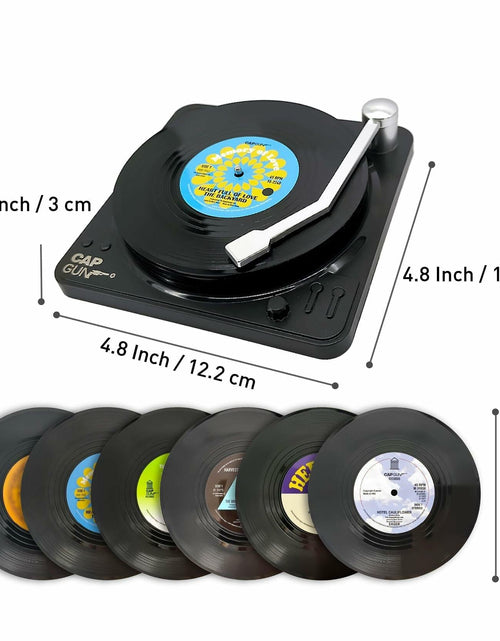 Load image into Gallery viewer, Sufcnire Retro Record Coasters with Vinyl Player Holder Set of 6 M2 Series
