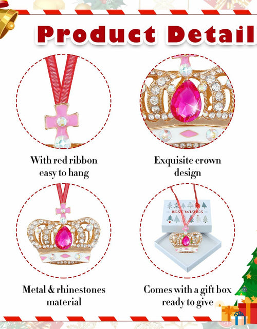 Load image into Gallery viewer, GROWTHMAGIC Pink Metal Crown Christmas Ornaments with Rhinestones Xmas Decor
