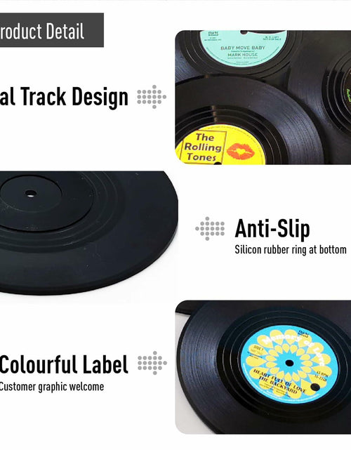 Load image into Gallery viewer, Sufcnire Retro Record Coasters with Vinyl Player Holder Set of 6 M2 Series
