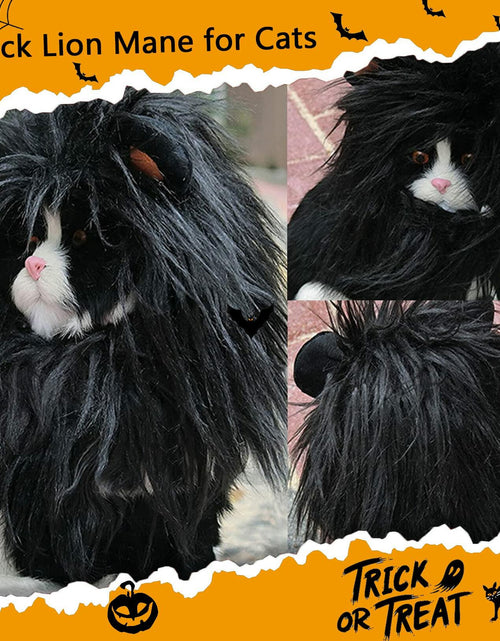 Load image into Gallery viewer, ITESSY Cat Halloween Costume Black Lion Mane Wig Hat Size S
