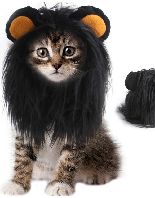 Load image into Gallery viewer, ITESSY Cat Halloween Costume Black Lion Mane Wig Hat Size S
