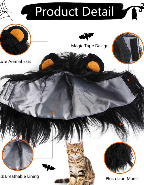 Load image into Gallery viewer, ITESSY Cat Halloween Costume Black Lion Mane Wig Hat Size S
