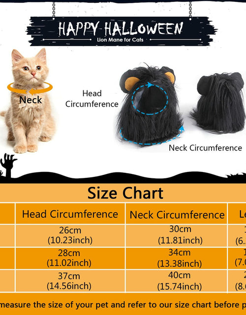 Load image into Gallery viewer, ITESSY Cat Halloween Costume Black Lion Mane Wig Hat Size S
