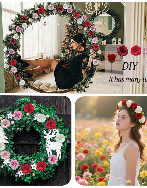 Load image into Gallery viewer, EIGHTOWN DIY Artificial Flowers Indoor 25 Pieces Red Pink Soap Material
