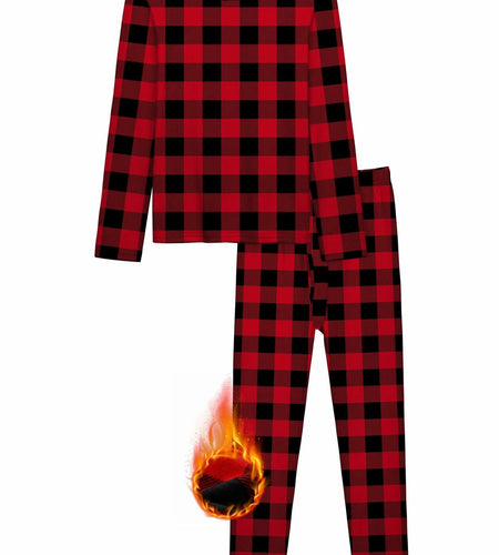 VZV Boys Thermal Underwear Set Fleece Lined Base Layers Red Black Size M