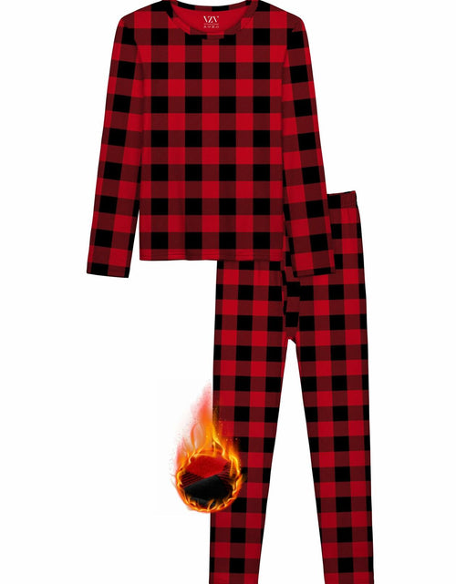 Load image into Gallery viewer, VZV Boys Thermal Underwear Set Fleece Lined Base Layers Red Black Size M
