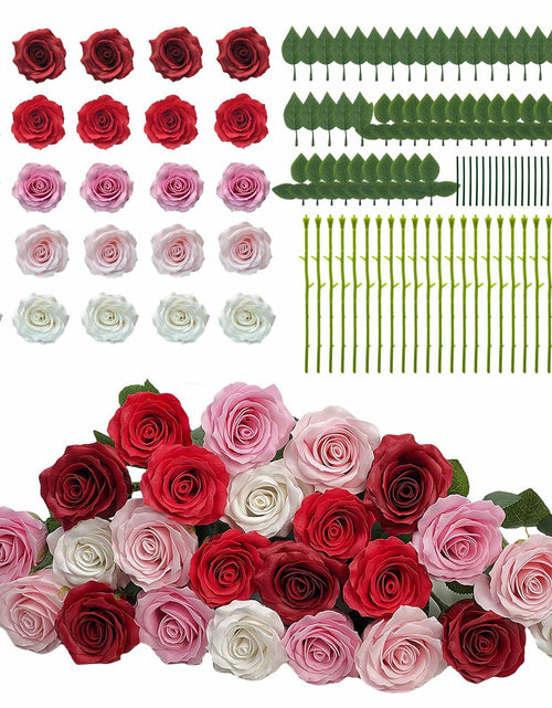 Load image into Gallery viewer, EIGHTOWN DIY Artificial Flowers Indoor 25 Pieces Red Pink Soap Material
