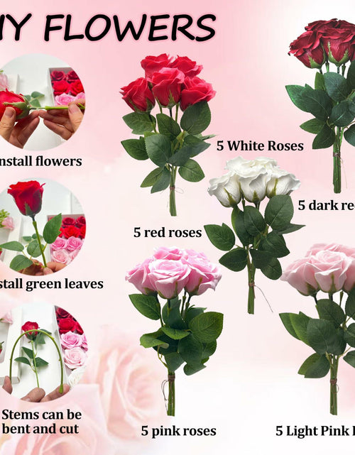 Load image into Gallery viewer, EIGHTOWN DIY Artificial Flowers Indoor 25 Pieces Red Pink Soap Material
