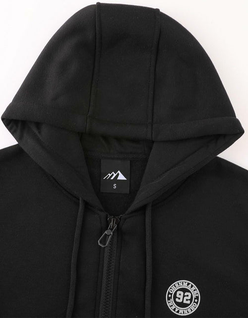 Load image into Gallery viewer, OHSNMAKSL Men's Full Zip Fleece Hoodie Jacket Black/Gray Size XL
