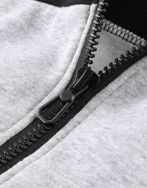 Load image into Gallery viewer, OHSNMAKSL Men's Full Zip Fleece Hoodie Jacket Black/Gray Size XL
