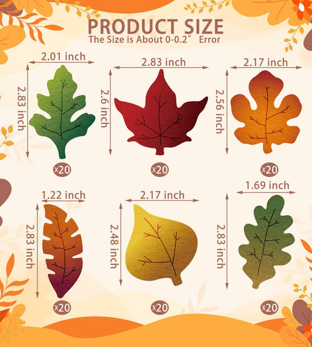 HunnmingRe 240 Pcs Felt Fall Leaves Set Multicolor DIY Autumn Decoration
