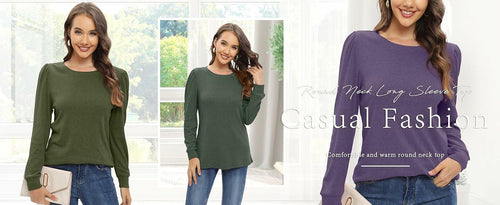 Load image into Gallery viewer, NILOUFO Women Long Sleeve Casual Dressy Tops Tunics Green Size XX-Large
