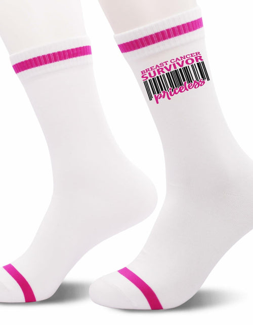 Load image into Gallery viewer, FujLoy Together We Fight Cancer Socks Chemo Awareness Survivor Gift Size 8
