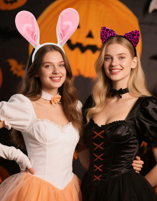 Load image into Gallery viewer, Hoteam 3 Pcs Halloween Ear Headbands Pink Leopard Bunny Mouse Colorful
