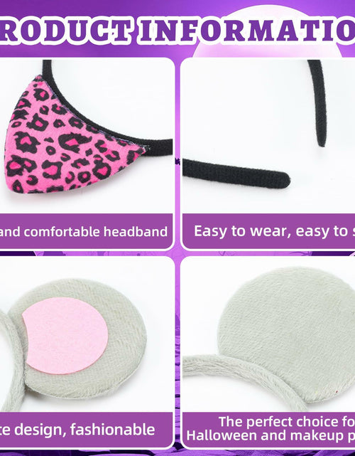 Load image into Gallery viewer, Hoteam 3 Pcs Halloween Ear Headbands Pink Leopard Bunny Mouse Colorful
