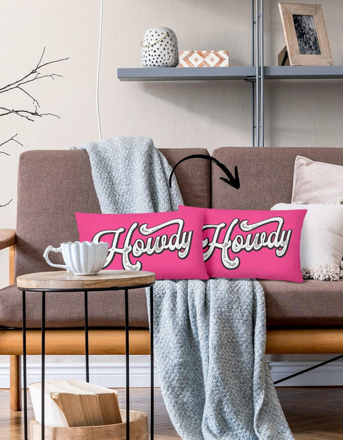 Load image into Gallery viewer, Mingnei Pink Howdy Flannel Throw Pillow Cover 12x20 Couch Cushion
