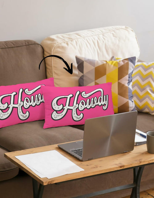 Load image into Gallery viewer, Mingnei Pink Howdy Flannel Throw Pillow Cover 12x20 Couch Cushion
