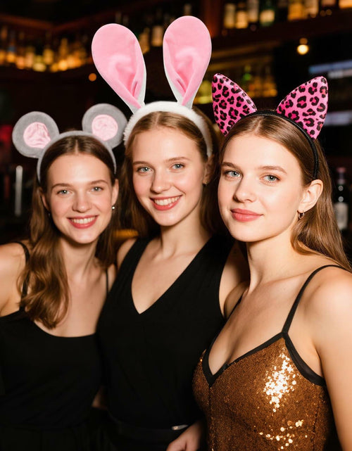 Load image into Gallery viewer, Hoteam 3 Pcs Halloween Ear Headbands Pink Leopard Bunny Mouse Colorful
