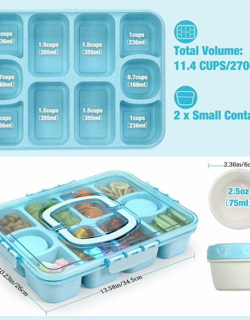Load image into Gallery viewer, Caperci Snackle Box Large 10-Compartment Tray with Lid Handle Blue
