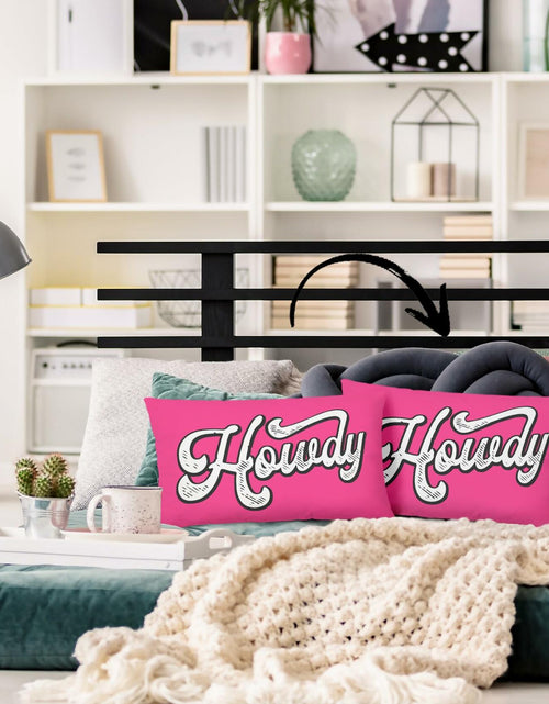 Load image into Gallery viewer, Mingnei Pink Howdy Flannel Throw Pillow Cover 12x20 Couch Cushion
