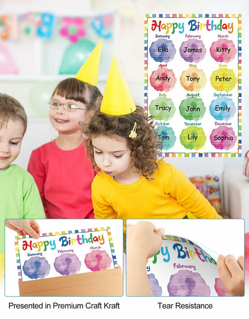 Load image into Gallery viewer, PETCEE Watercolor Birthday Poster Classroom Decor 16.5x11.2 BirthdayPoster-A
