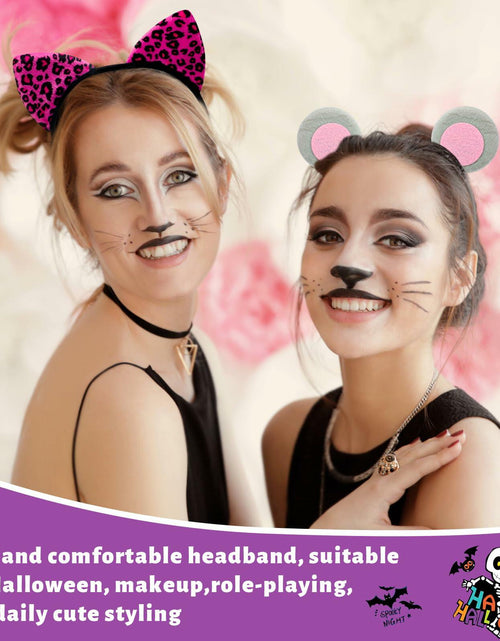 Load image into Gallery viewer, Hoteam 3 Pcs Halloween Ear Headbands Pink Leopard Bunny Mouse Colorful
