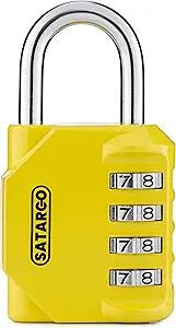 Load image into Gallery viewer, Satargo 4 Digit Combination Lock Cut Resistant Gym Padlock Yellow 2 Pack
