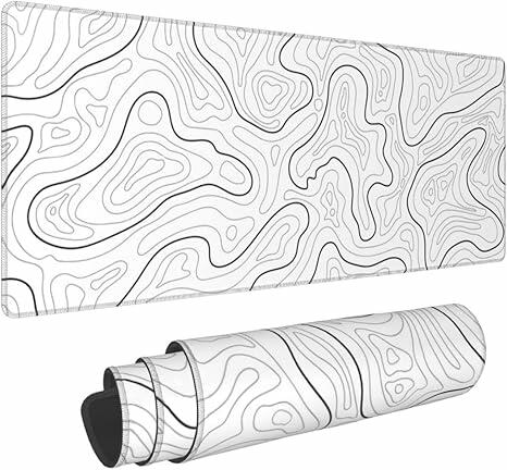 Load image into Gallery viewer, Topographic Gaming Mouse Pad Large Extended White Desk Mat 31.5x11.8
