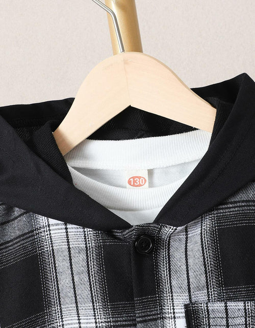 Load image into Gallery viewer, FERWANG Boys 2PC Plaid Hoodie &amp; Jogger Set Black Size 5-6 Years
