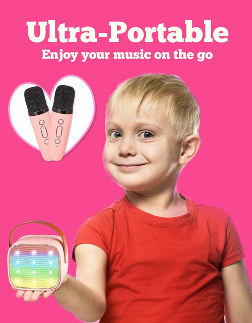 Load image into Gallery viewer, VERKB Kids Karaoke Machine Bluetooth Speaker 2 Wireless Mics Pink
