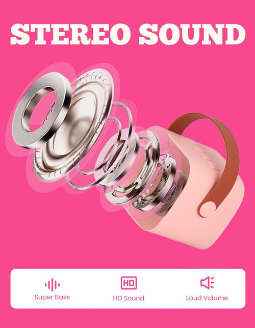 Load image into Gallery viewer, VERKB Kids Karaoke Machine Bluetooth Speaker 2 Wireless Mics Pink
