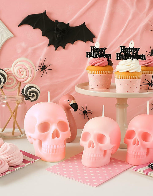 Load image into Gallery viewer, Nuanchu Halloween Skull Candles 6 Pack Large Pink Pastel Gothic Decor
