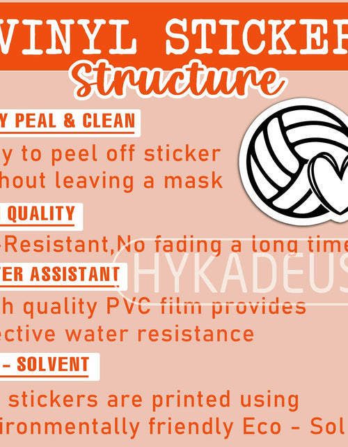 Load image into Gallery viewer, HYKADEUS Volleyball Stickers Waterproof Vinyl Decals 3"x2.7" 3PCS Heart Design
