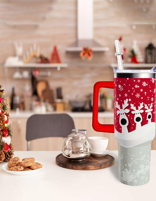 Load image into Gallery viewer, aiwkjdns 40oz Stainless Steel Merry Christmas Tumbler Handle Straw Red Snowman
