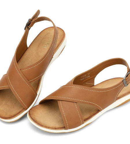 UBFEN Womens Flat Sandals Arch Support Adjustable Slingback Brown Size EUR 37