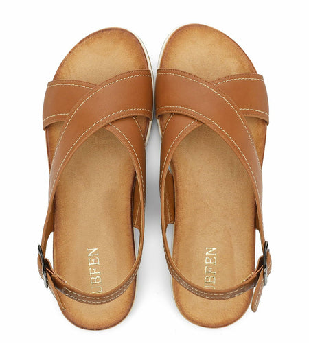 UBFEN Womens Flat Sandals Arch Support Adjustable Slingback Brown Size EUR 37