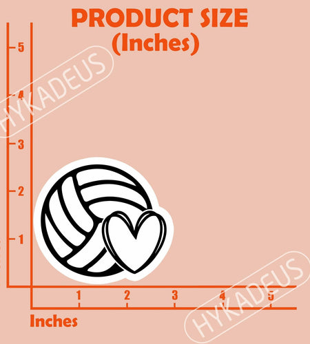 HYKADEUS Volleyball Stickers Waterproof Vinyl Decals 3"x2.7" 3PCS Heart Design