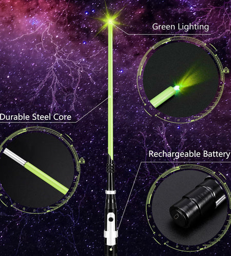 KingVows Light Up Magic Wizard Wand 14.3" Rechargeable Green Cosplay