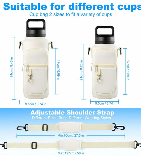 RRegeny Water Bottle Holder Strap for Hydroflask 32oz 40oz Cream Polyester