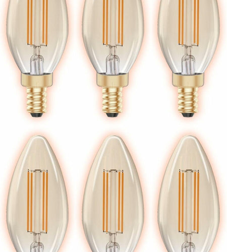 GoodBulb 5W E12 Clear Golden LED Chandelier Bulbs 2200K 300LM 6 Pack