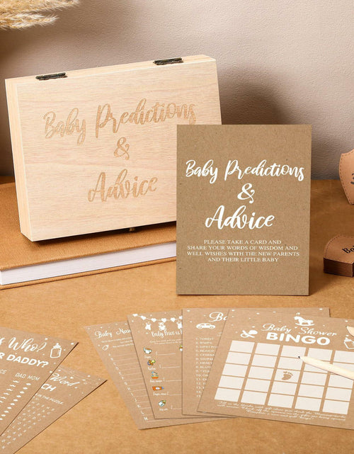 Load image into Gallery viewer, Estune 352 Pcs Baby Shower Advice Cards Blue Bear Decorations Game
