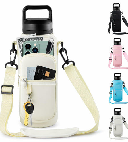 RRegeny Water Bottle Holder Strap for Hydroflask 32oz 40oz Cream Polyester