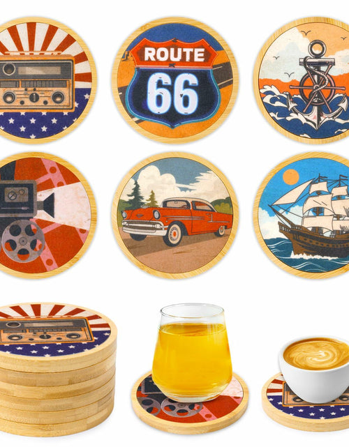 Load image into Gallery viewer, Leokawin Wood Coasters Set of 6 4 Inch Vintage Brown Drink Absorbent
