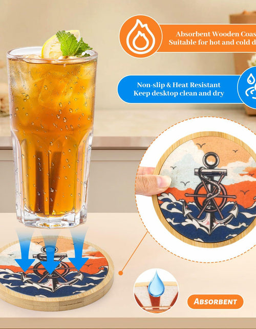 Load image into Gallery viewer, Leokawin Wood Coasters Set of 6 4 Inch Vintage Brown Drink Absorbent
