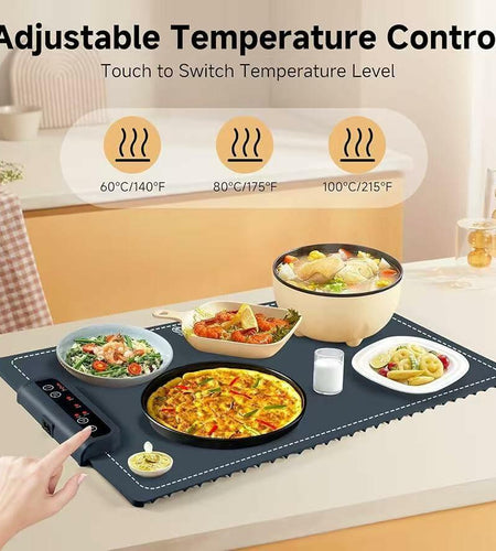 BOLEISE Electric Warming Tray Nano Silicone 3 Temp Settings White Size M
